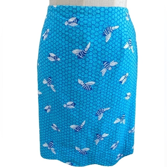 Lily Pulitzer White Label Busy Bees Scalloped Edge Skirt Size 8 - Picture 1 of 5